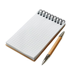 Notepad and pen on a white background ready for ideas and notes during brainstorming or study sessions