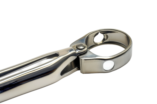 Metal Tool close up shot : Close-up shot of a sleek metal tool, showcasing its polished surface and intricate design. The image highlights the craftsmanship and precision engineering of the object.