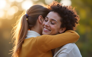 Sympathetic woman hugging friend with EMPATHY and SUPPORT. Friendship concept between two best friends. High quality