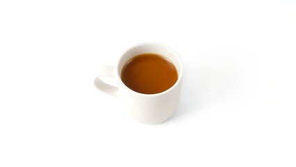 A ceramic coffee mug filled with warm coffee, centered on a clean white background.
