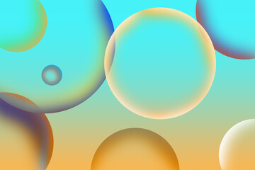 Abstract gradient background with translucent colorful spheres floating in space