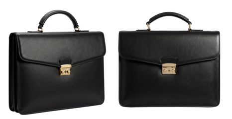 set of black business cases on a transparent background