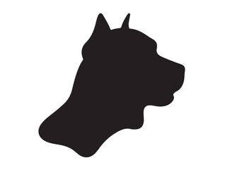 Dog icon its mouth in silhouette white background.