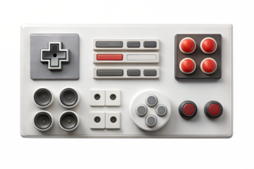 Vintage gamepad console with buttons for nostalgic games