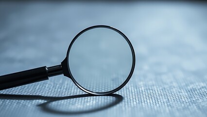 Magnifying glass on a textured surface highlights professional inspection under focused light.