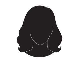 Girls face icon its mouth in silhouette white background.