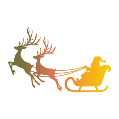 Santa Claus and Reindeer Sleigh Silhouette Festive Season Holiday Delivery