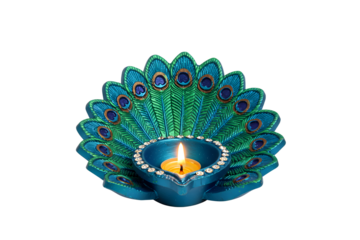 Elegant peacock diya illuminating Diwali celebrations beautifully