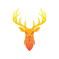 Stylized Stag Head with Gradient Horns and Closed Eyes, Minimalist Iconography for Branding and Design
