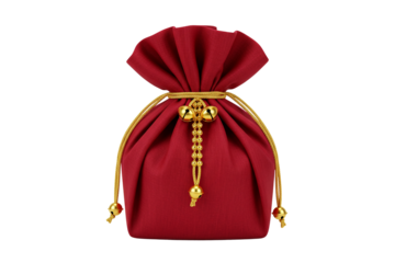Elegant red gift bag with golden bells for special occasions