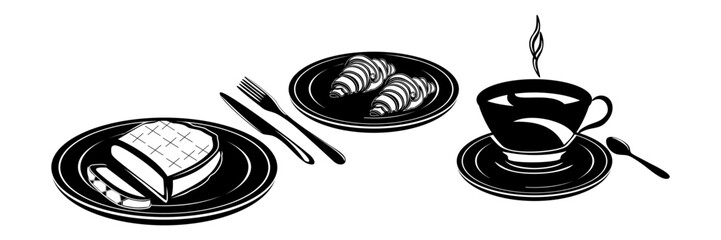 Set art cutlery and food