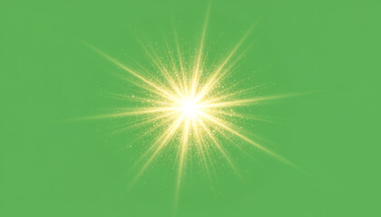 A vibrant green background featuring a bright starburst, symbolizing energy and positivity in nature.