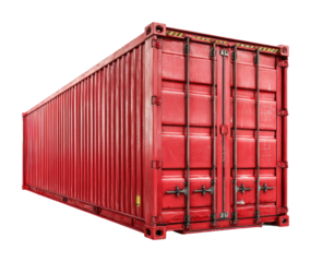 Shipping container transport warehouse shipping industrial side view isolated on transparent background