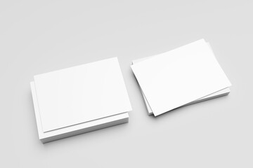 Postcard A6 for mockup isolated on gray background. Blank white 3D rendering