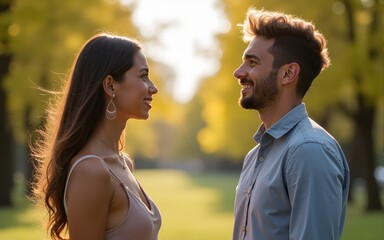 Young couple having relationship problems arguing outdoors. High quality