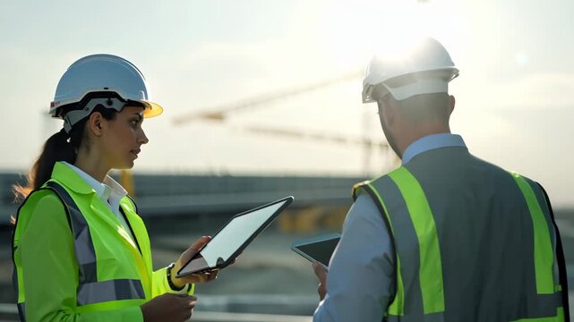 Diverse engineers Collaboration professionals on construction sites is vital. They discuss project details, work together to secure success, optimize efficiency, and foster teamwork and communication