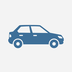 Fototapeta premium Blue car icon on a light gray background.