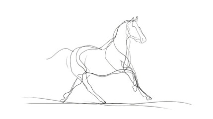 Grunge abstract horse sketch in black and white