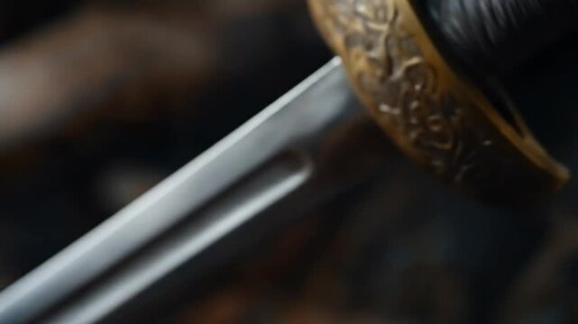 Close up of a decorative sword