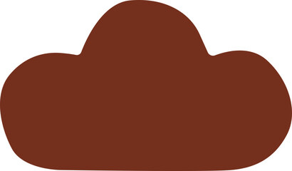 Minimal abstract brown cloud icon in clean vector cutout style, ideal for weather graphics, decor, and modern illustration use