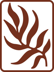 Vector minimal botanical leaf icon in terracotta badge with clean organic lines, ideal for eco brand logos, nature-themed design and decor.