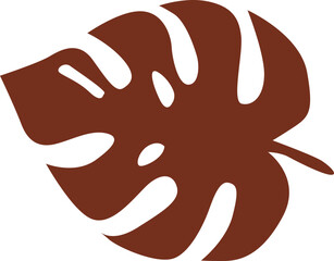 Tropical monstera leaf icon in terracotta color, perfect for boho designs, botanical illustrations, and minimal branding.