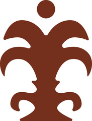 Ornamental brown botanical flower vector with stylized organic leaves and minimal lines.