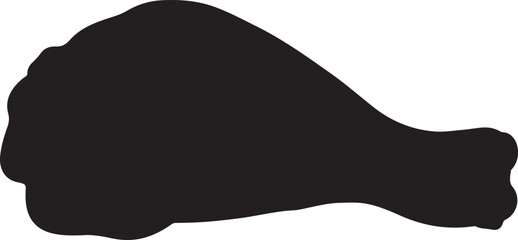  Leg piece of shicken in silhouette white background.