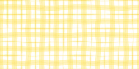 Yellow Gingham check plaid pattern. Cute fashion seamless texture. Modern Tartan checkered vector wallpaper. Traditional squared Background for textile fabric plaid wallpaper print