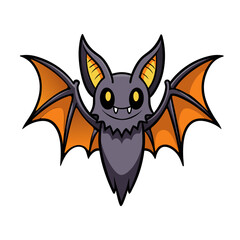 A cute cartoon bat with pointed ears and big eyes in the Halloween style.