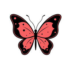  Minimalist vector illustration of a black and red butterfly in a linear outline