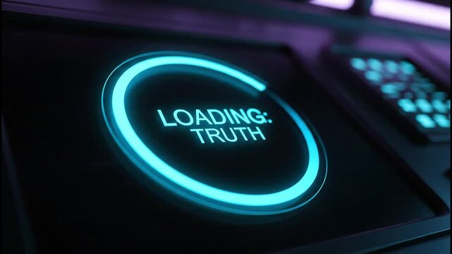 Futuristic Interface Displaying Data Loading Process for Verifying Accuracy and Truthfulness
