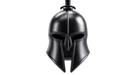 Naklejka premium Black warrior helmet isolated on white background for design