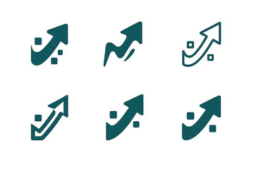 Digital Growth Logos. Digital transformation in business. Set Logo of Digital Transformation: digital growth arrow. harmonious logo variations of the same