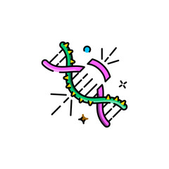 Pixelated Floral Design with Green and Pink Stems on Transparent Background