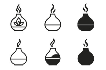 Evening Routine Logos. Planning a relaxing evening routine to unwind. Set Logo of Planning a relaxing evening routine to unwind: Essential oil diffuser.