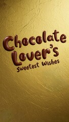 Golden textured background with playful chocolate-themed greeting text for sweet lovers. Elegant and warm composition for festive occasions. Raster. Generative AI.