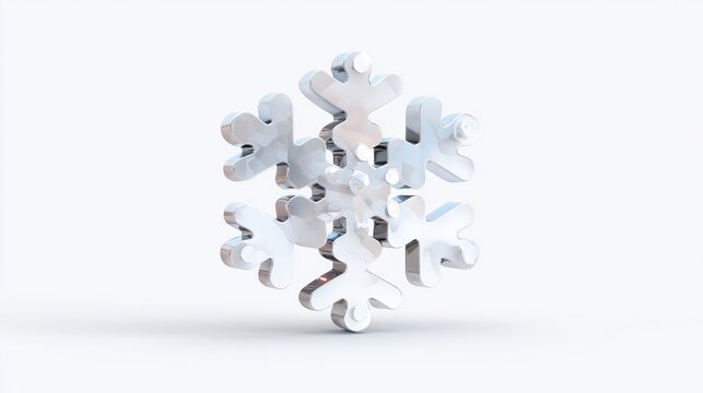 3 d rendered snowflake icon isolated winter symbol on white background