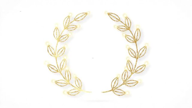 Elegant golden laurel wreath, a symbol of victory, achievement, and honor, perfect for award ceremonies, graduations, and celebrating success