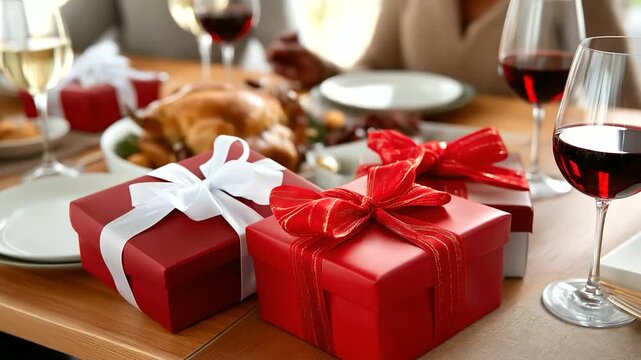 Integrated Christmas gift exchange coordination services incorporating dinner party gift giving and celebration enhancement enable hosts to organize meaningful present exchanges th