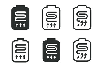 Energy Storage Logos. Thermal energy storage. Set Logo of Energy: thermal coil in tank icon. harmonious logo variations of the same emblematic concept, each