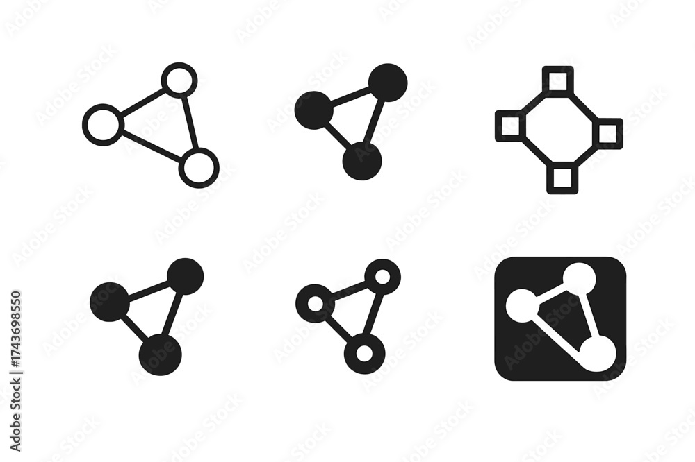 Wall mural network logo variations. your network is your net worth. set logo of networking: connected nodes ico