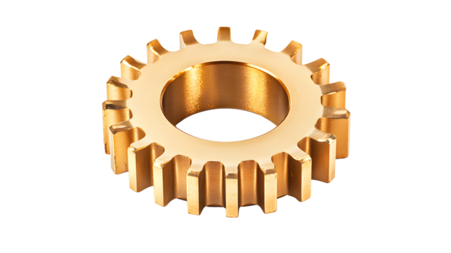Golden gear isolated on a transparent  background