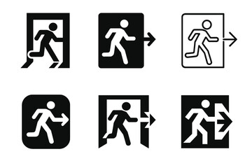 School Safety Logos. Safety in schools and educational institutions. Set Logo of Safety in schools and educational institutions: Emergency exit sign.