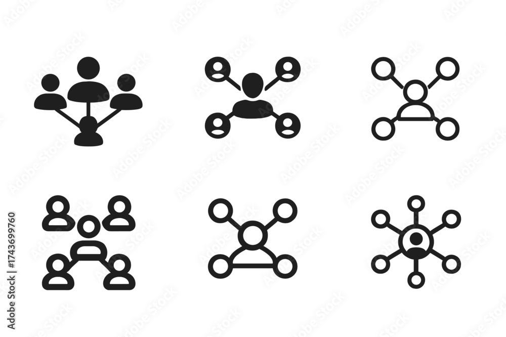 Wall mural harmony in networking logos. your network is your net worth. set logo of networking: people nodes wi