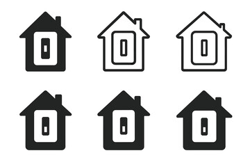 Innovative Light Switch Logos. Light switch plate. Set Logo of Home: electrical outlet cover icon. harmonious logo variations of the same emblematic concept,