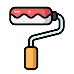 Flat colorful paint roller illustration symbolizing renovation, wall painting, and creativity. Great for interior design, art, and construction themes.