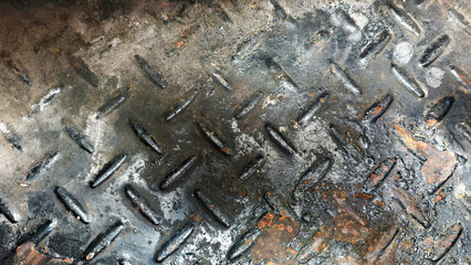 Industrial ruggedness and weathered textures are displayed in the metal surface plate