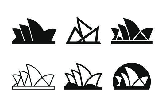 Fototapeta Architectural Logo Variations. The history of architecture and landmark buildings. Set Logo of The history of architecture and landmark buildings: Sydney Opera