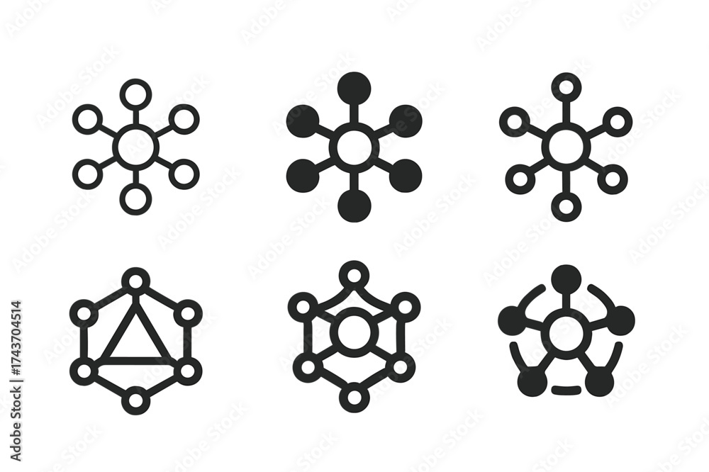 Wall mural networking logo variations. your network is your net worth. set logo of networking: digital network 